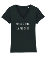 VIAȚA E TARE, LA FEL ȘI EU! Tricou mânecă scurtă guler V Damă Evoker