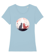 Cats Love Tricou mânecă scurtă guler larg fitted Damă Expresser