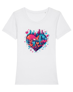  Love is in the air Tricou mânecă scurtă guler larg fitted Damă Expresser