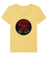 Trandafir rose vintage Tricou mânecă scurtă guler larg fitted Damă Expresser
