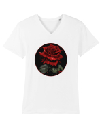 Trandafir rose vintage Tricou mânecă scurtă guler V Bărbat Presenter