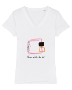 Think outside the box. Tricou mânecă scurtă guler V Damă Evoker