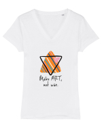 Make art, not war. Tricou mânecă scurtă guler V Damă Evoker