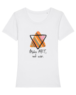 Make art, not war. Tricou mânecă scurtă guler larg fitted Damă Expresser