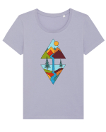 Mountain Waterfall Tricou mânecă scurtă guler larg fitted Damă Expresser