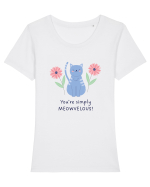 You’re simply meowvelous! Tricou mânecă scurtă guler larg fitted Damă Expresser