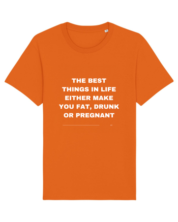 The best things in life either make you fat, drunk or pregnant Bright Orange