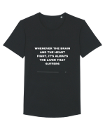 Whenever the brain and the heart fight it's always the liver that suffers Tricou mânecă scurtă guler larg Bărbat Skater