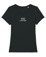 I believe in hate at first sight.  Tricou mânecă scurtă guler larg fitted Damă Expresser