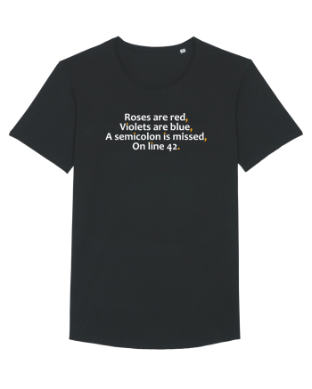 Roses are red Violets are blue A semicolon is missed On line 42 Black