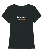 Sweeter than honey.  Tricou mânecă scurtă guler larg fitted Damă Expresser