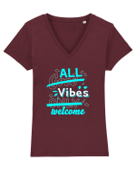 All Vibes Welcome Tricou mânecă scurtă guler V Damă Evoker