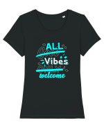 All Vibes Welcome Tricou mânecă scurtă guler larg fitted Damă Expresser