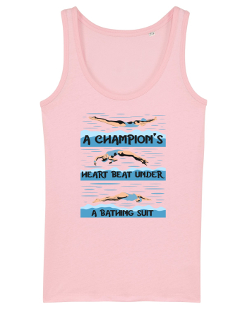 pentru pasionații de înot - A Champions Heart Beats Under a Bathing Suit Cotton Pink