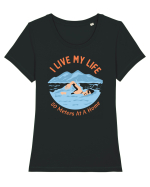 pentru pasionații de înot - I Live My Life, 50 Meters at a Time Tricou mânecă scurtă guler larg fitted Damă Expresser