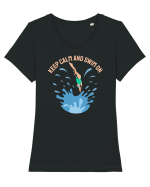 pentru pasionații de înot - Keep Calm and Swim On Tricou mânecă scurtă guler larg fitted Damă Expresser