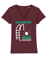 pentru pasionații de înot - Life is Better When You are Swimming Tricou mânecă scurtă guler V Damă Evoker