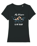pentru pasionații de înot - My Weapon is My Body Tricou mânecă scurtă guler larg fitted Damă Expresser