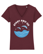 pentru pasionații de înot - Start and Go! Tricou mânecă scurtă guler V Damă Evoker