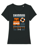 pentru pasionații de înot - Swimming Starts Early Tricou mânecă scurtă guler larg fitted Damă Expresser