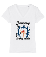 pentru pasionații de înot - Swimming is as Easy as h20 Tricou mânecă scurtă guler V Damă Evoker