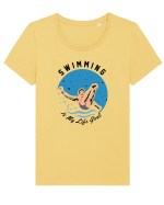 pentru pasionații de înot - Swimming is My Life Goal Tricou mânecă scurtă guler larg fitted Damă Expresser