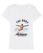 pentru pasionații de înot - The Body Achieves What the Mind Believes Tricou mânecă scurtă guler V Damă Evoker