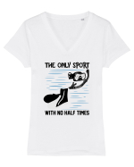 pentru pasionații de înot - The Only Sport With No Half Times Tricou mânecă scurtă guler V Damă Evoker