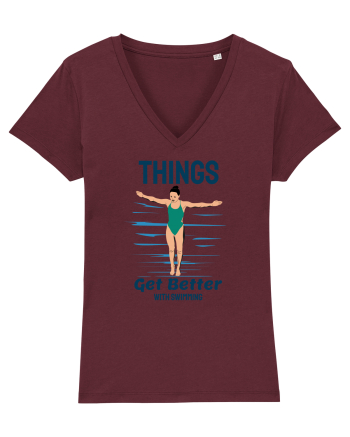 pentru pasionații de înot - Things Get Better With Swimming Burgundy
