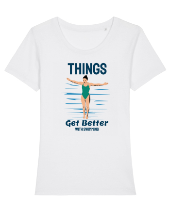 pentru pasionații de înot - Things Get Better With Swimming White