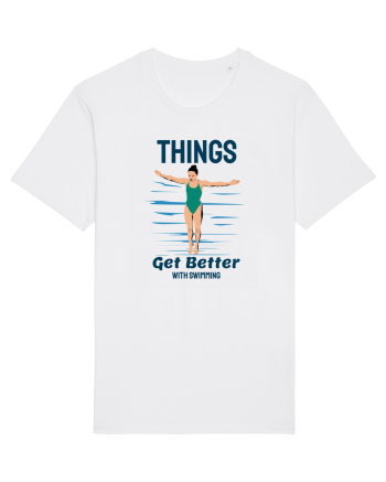 pentru pasionații de înot - Things Get Better With Swimming White