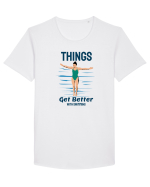 pentru pasionații de înot - Things Get Better With Swimming Tricou mânecă scurtă guler larg Bărbat Skater