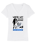 pentru pasionații de înot - Where Wet Dreams Become Reality Tricou mânecă scurtă guler V Damă Evoker