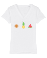 Summer Fruits Tricou mânecă scurtă guler V Damă Evoker