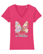 BELIEVE IN YOURSELF Tricou mânecă scurtă guler V Damă Evoker