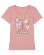 BELIEVE IN YOURSELF Tricou mânecă scurtă guler larg fitted Damă Expresser