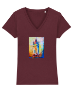 Turnul Dulgherilor - Sibiu Tricou mânecă scurtă guler V Damă Evoker