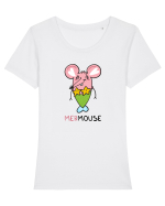 merMOUSE Tricou mânecă scurtă guler larg fitted Damă Expresser