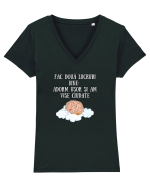 FAC DOUĂ LUCRURI BINE. Tricou mânecă scurtă guler V Damă Evoker