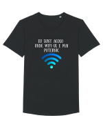 EU SUNT ACOLO UNDE WIFI E PUTERNIC Tricou mânecă scurtă guler larg Bărbat Skater