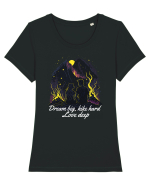 pt montaniarzii îndrăgostiți - Dream big, hike hard, love deep Tricou mânecă scurtă guler larg fitted Damă Expresser