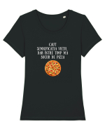 CAUT SEMNIFICAȚIA VIEȚII - PIZZA Tricou mânecă scurtă guler larg fitted Damă Expresser