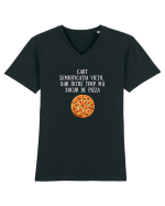 CAUT SEMNIFICAȚIA VIEȚII - PIZZA Tricou mânecă scurtă guler V Bărbat Presenter