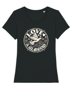 Love is all around  Tricou mânecă scurtă guler larg fitted Damă Expresser