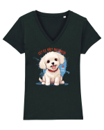 CE? EU, RAU? NICIODATA! - BICHON MALTEZ 2 Tricou mânecă scurtă guler V Damă Evoker