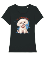 CE? EU, RAU? NICIODATA! - BICHON MALTEZ 2 Tricou mânecă scurtă guler larg fitted Damă Expresser