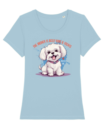 THE ANSWER IS BELLY RUBS & TREATS - Bichon Sky Blue
