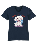 THE ANSWER IS BELLY RUBS & TREATS - Bichon Tricou mânecă scurtă guler V Bărbat Presenter