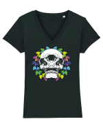 Skulls shrroms Tricou mânecă scurtă guler V Damă Evoker