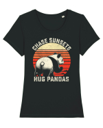 Chase Sunsets, Hug Pandas Tricou mânecă scurtă guler larg fitted Damă Expresser